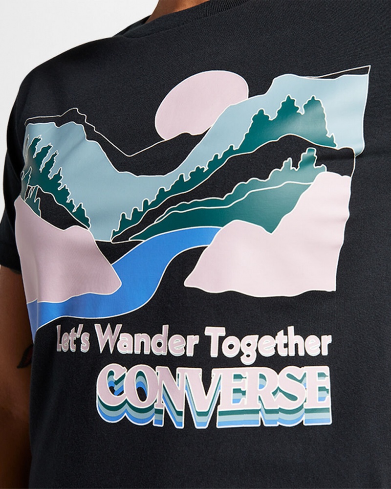 Converse Outdoor Art T-Shirt Fekete | 281MYBQKU