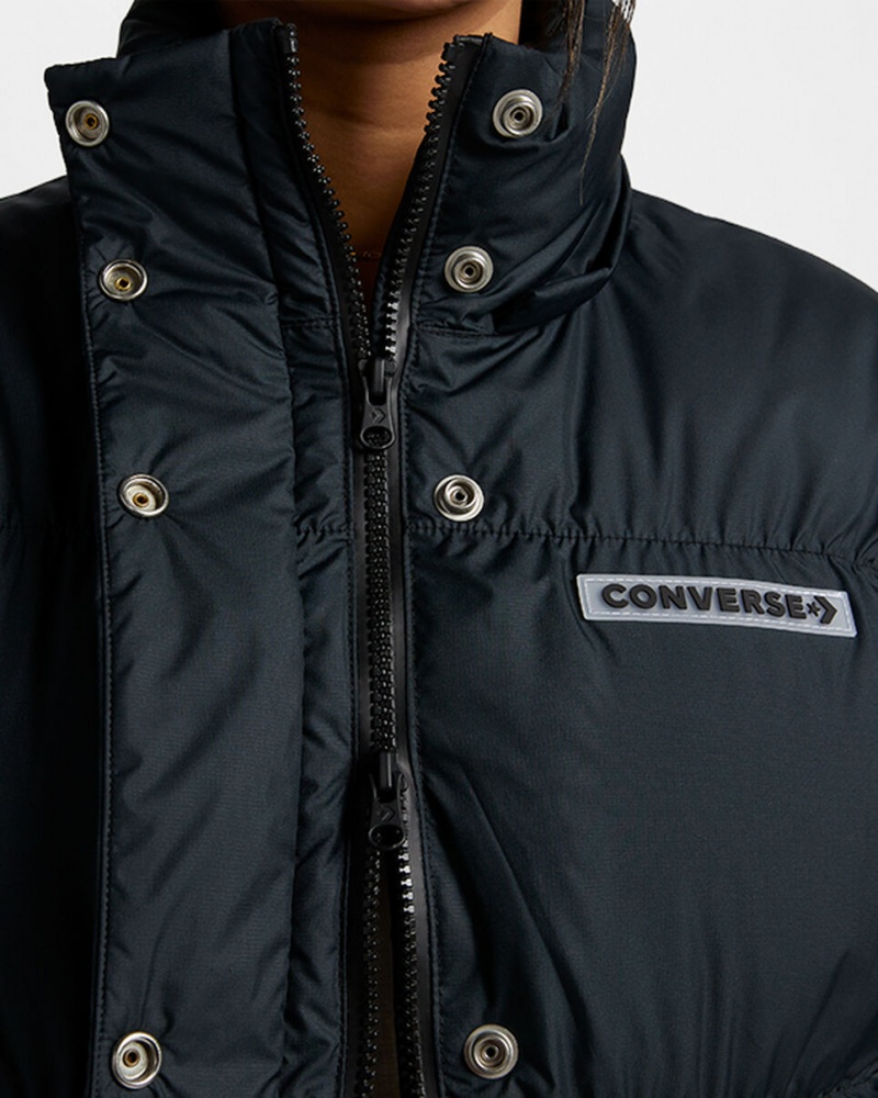 Converse Oversized Super Puffer Jacket Fekete | 832HOBAFJ