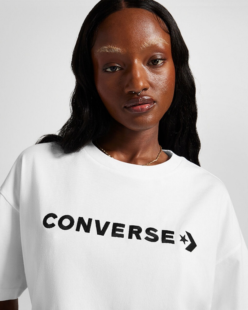 Converse Oversized Wordmark T-Shirt Fehér | 037OSCBZU