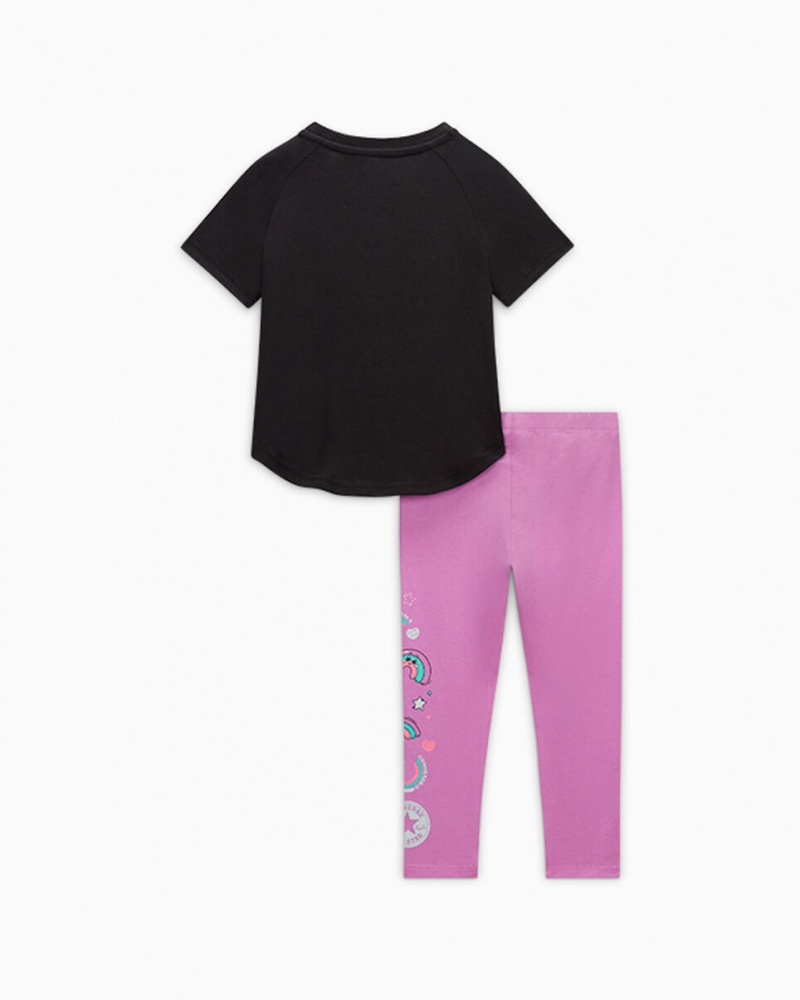 Converse Rainbow Floral T-Shirt & Leggings Set Grape Fizz | 209DSEJRP