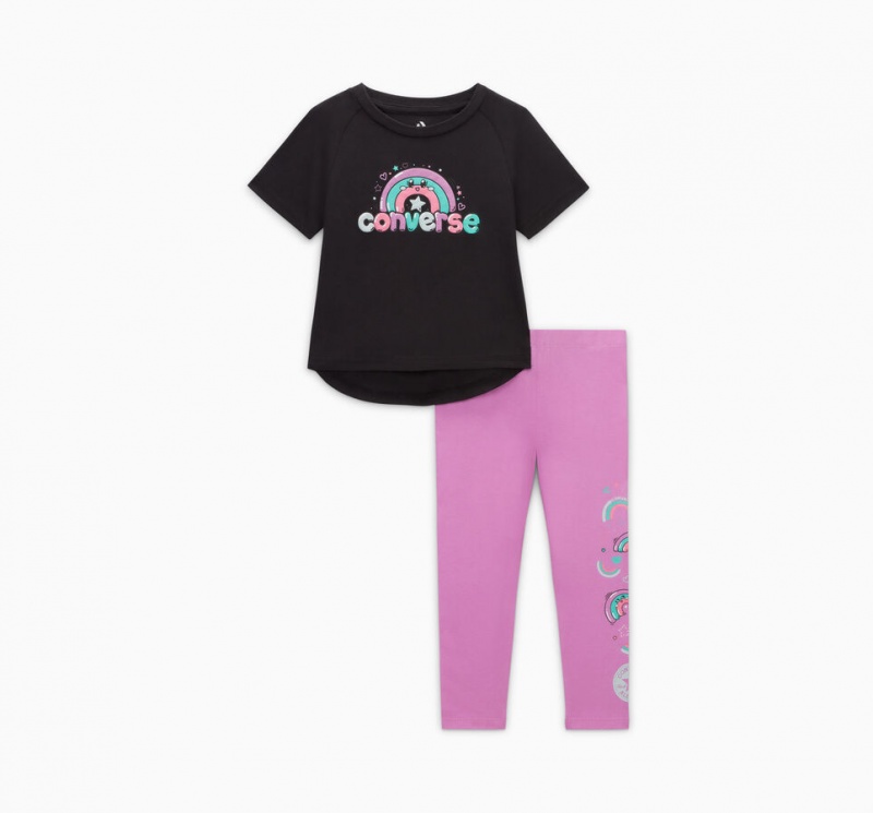 Converse Rainbow Floral T-Shirt & Leggings Set Grape Fizz | 209DSEJRP