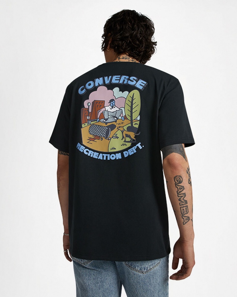 Converse Recreation Department Grafika T-Shirt Fekete | 897YCXUAQ