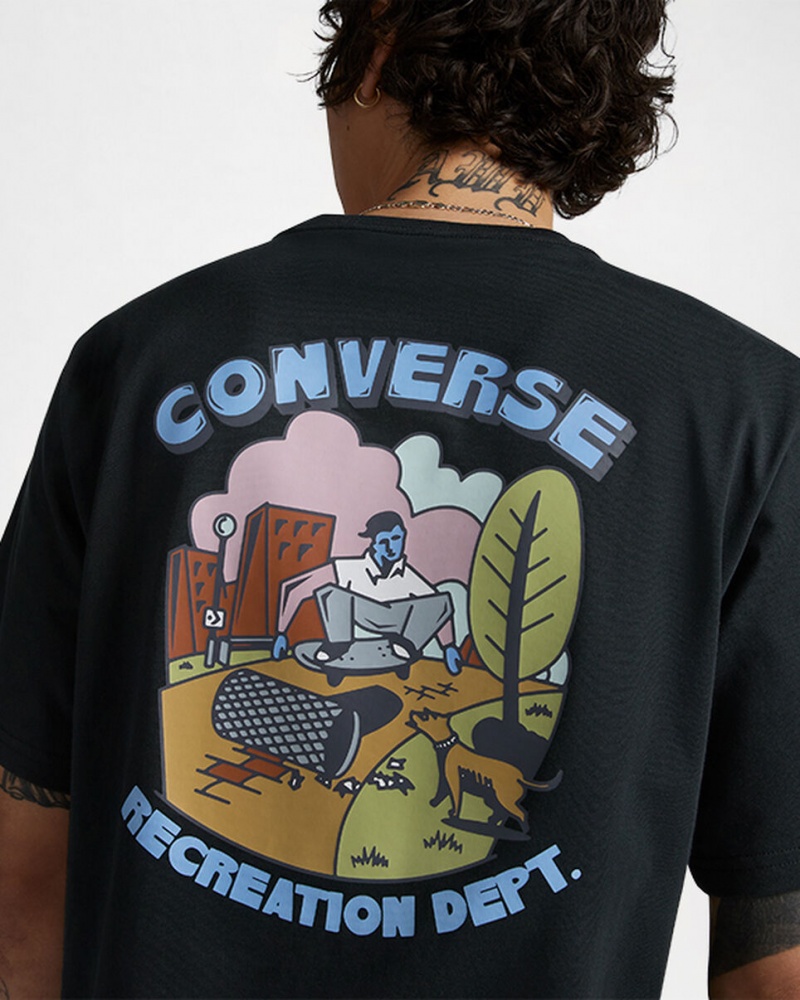 Converse Recreation Department Grafika T-Shirt Fekete | 897YCXUAQ