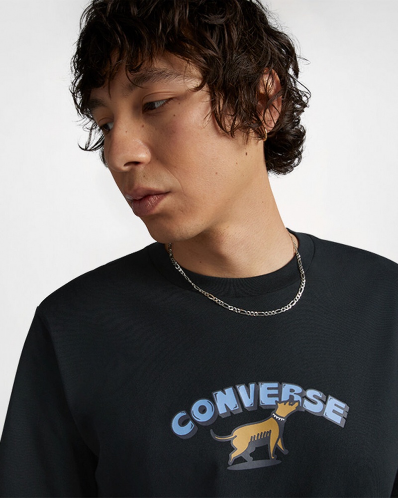 Converse Recreation Department Grafika T-Shirt Fekete | 897YCXUAQ