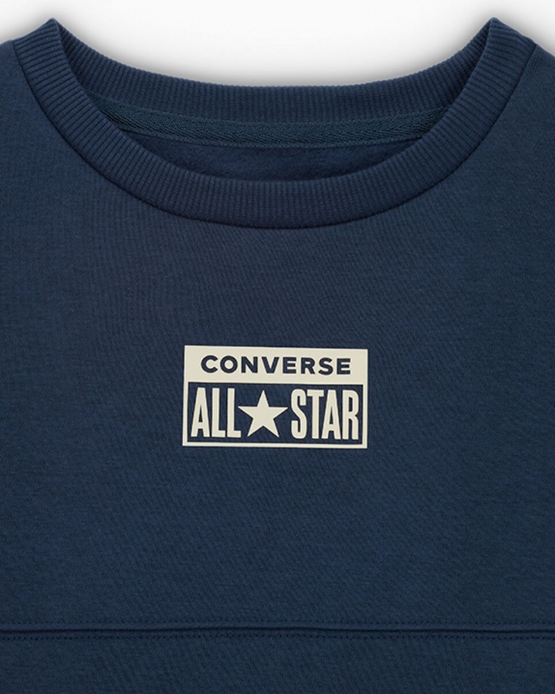 Converse Relaxed Fleece Crew Sötétkék | 705OQECJG