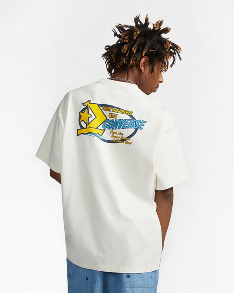 Converse Retro Sailboat Grafika T-Shirt Egret | 029PJWLTU