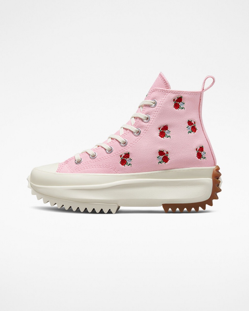 Converse Run Star Hike Platform Embroidered Floral Rózsaszín Piros | 217KQTAGI