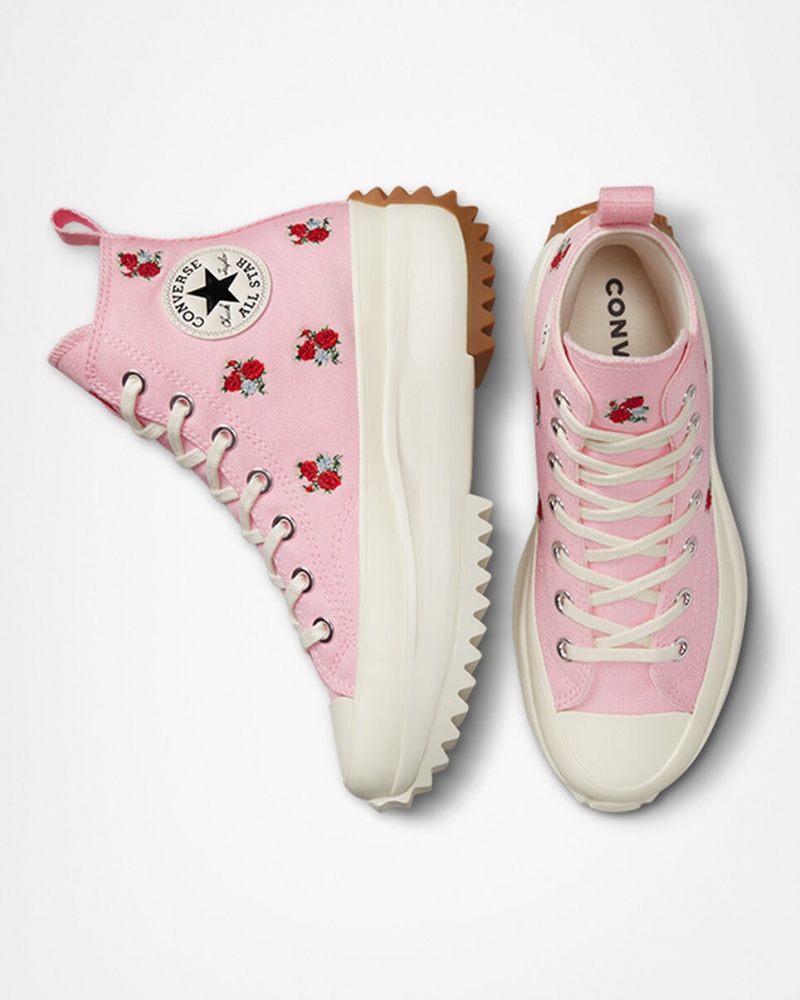 Converse Run Star Hike Platform Embroidered Floral Rózsaszín Piros | 217KQTAGI