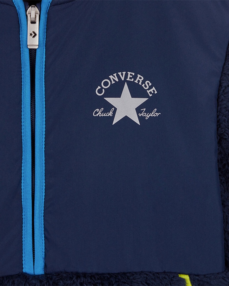 Converse Sherpa Half Zip Jacket Sötétkék | 086RDAGXF