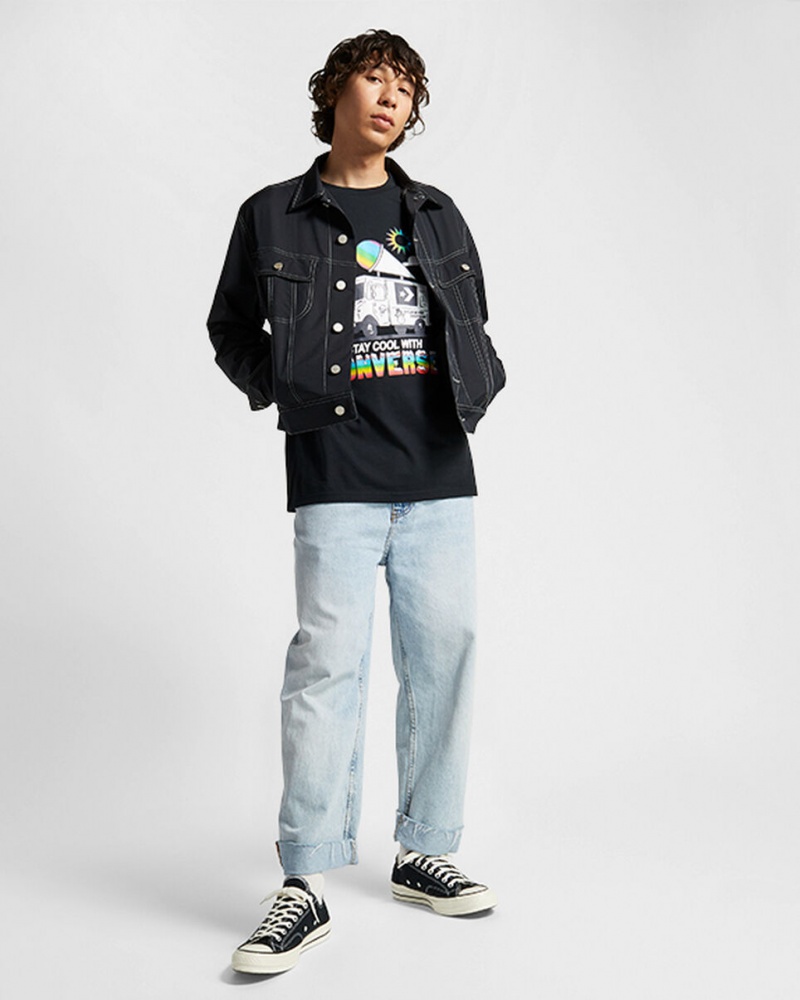 Converse Snow Cone Grafika Loose-Fit T-Shirt Fekete | 309CYEXLA