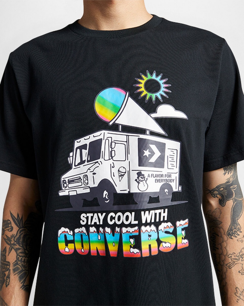 Converse Snow Cone Grafika Loose-Fit T-Shirt Fekete | 309CYEXLA