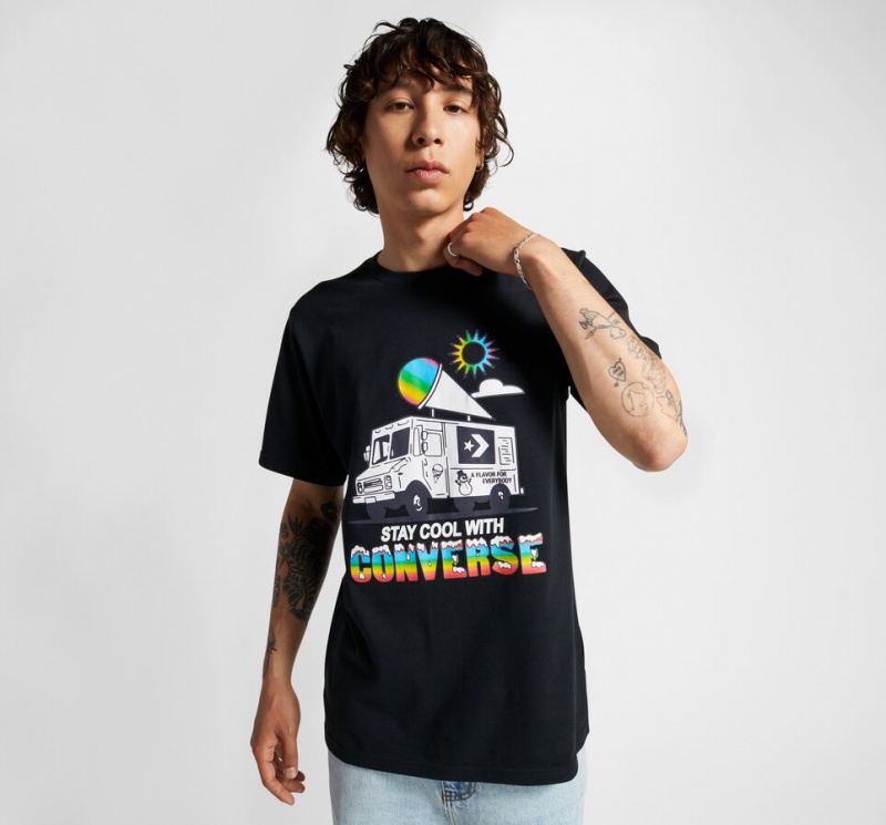 Converse Snow Cone Grafika Loose-Fit T-Shirt Fekete | 309CYEXLA