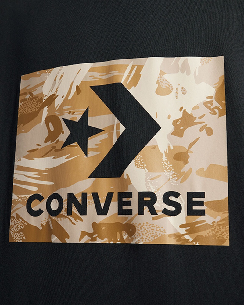 Converse Star Chevron Camo T-Shirt Fekete | 596EYSTIP