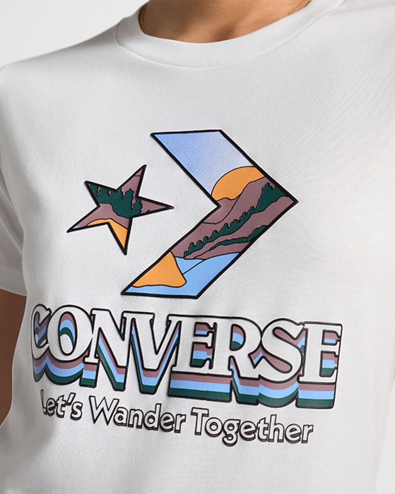 Converse Star Chevron Mountain Grafika T-Shirt Fehér | 531LFMYVU